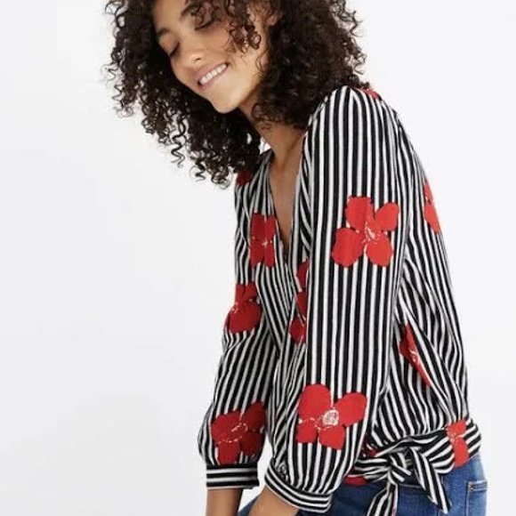 Madewell Wrap Top in Candied Orchids - Picture 2 of 4